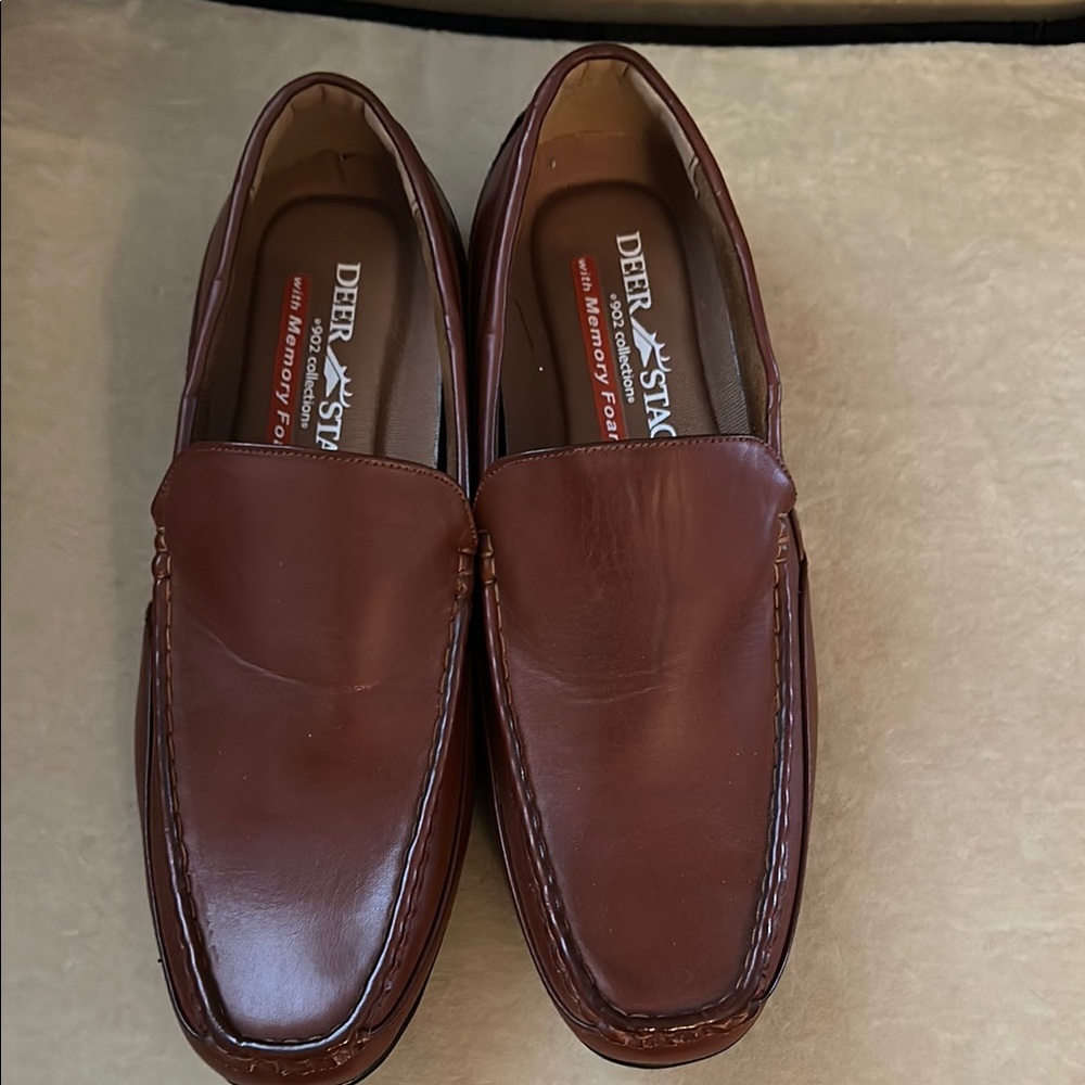 Deer Stags Brown Leather Slip-On Loafers